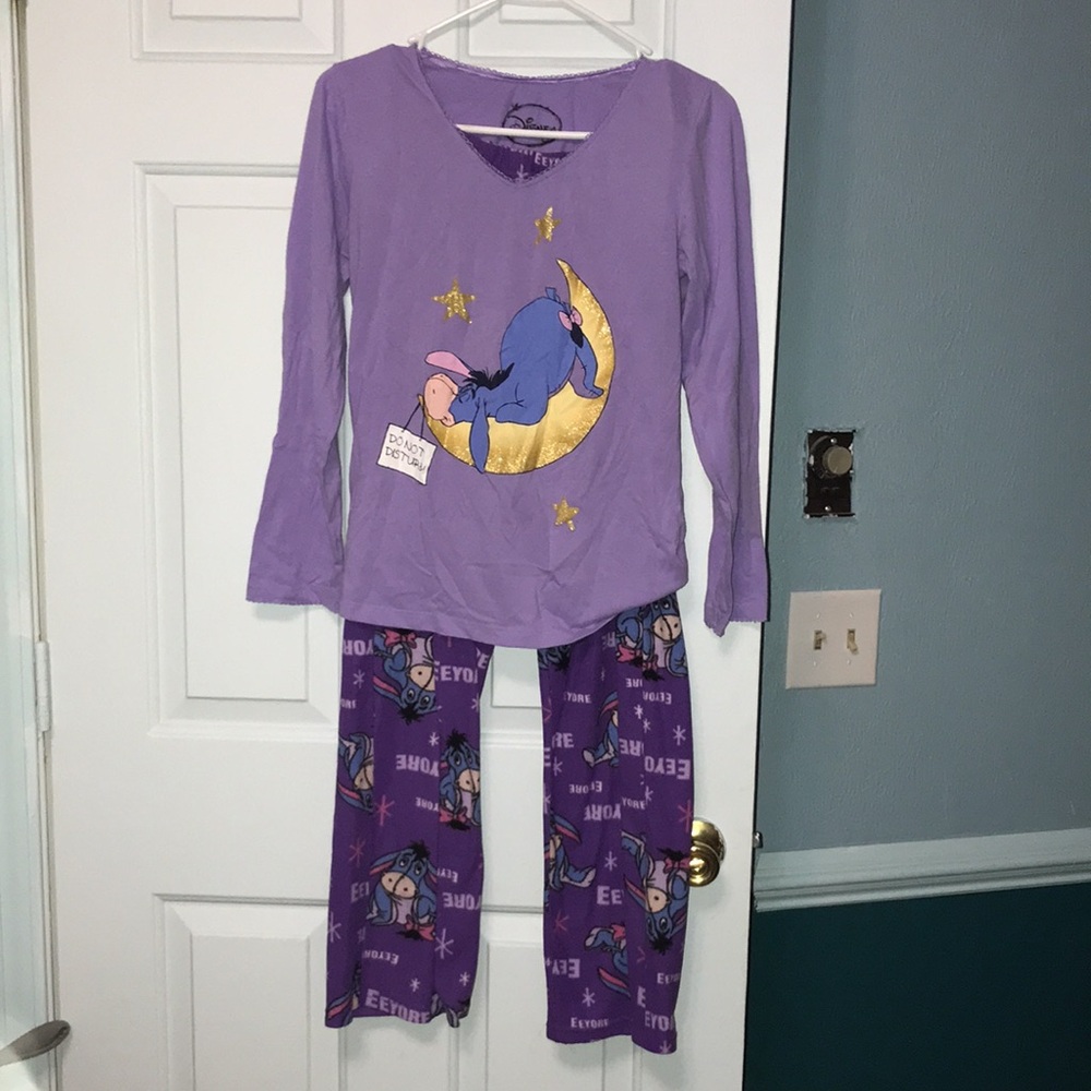 Eeyore pajama set long sleeve T-shirt top with fleece pants